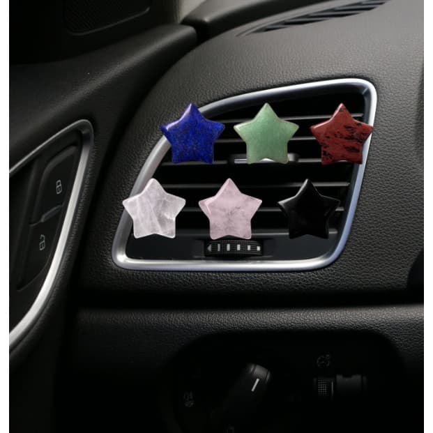 Pedra De Cristal Pentágono Estrela Ventilação De Ar Do Carro Clipes Decorativos Para Veículo Condicionado Requintado Fec