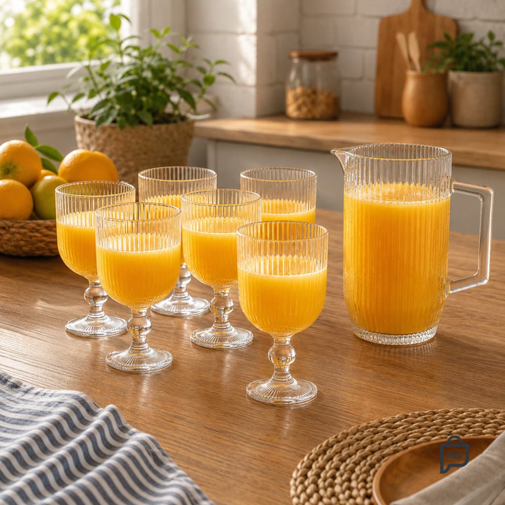 Kit 6 Taças 370ml + Jarra 1,2L Graffiato Canelado