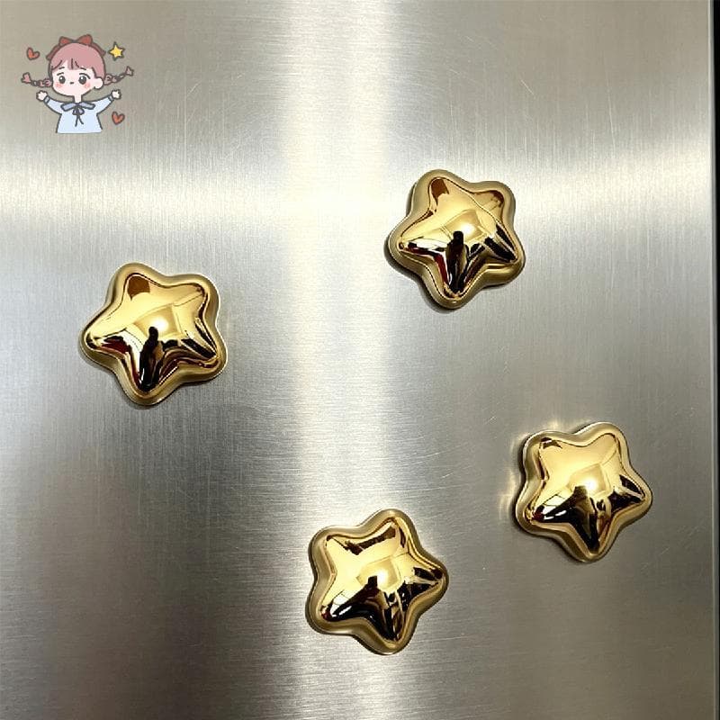 15 Pçs Estrela De Ouro Para Ímãs De Geladeira 0.73in 3D Pequena Decorativos Decoração De Casa
