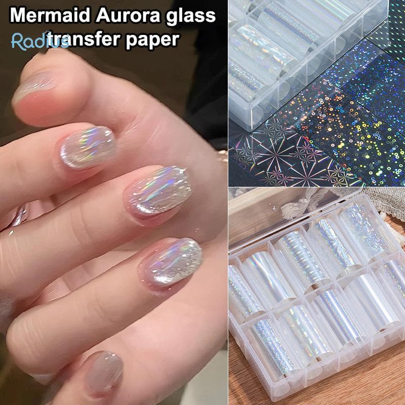 Raio 6/10 Rolos De Folhas De Transferência De Céu Estrelado A Laser Aurora Folha De Papel De Vidro Stier Para Gel E Esma