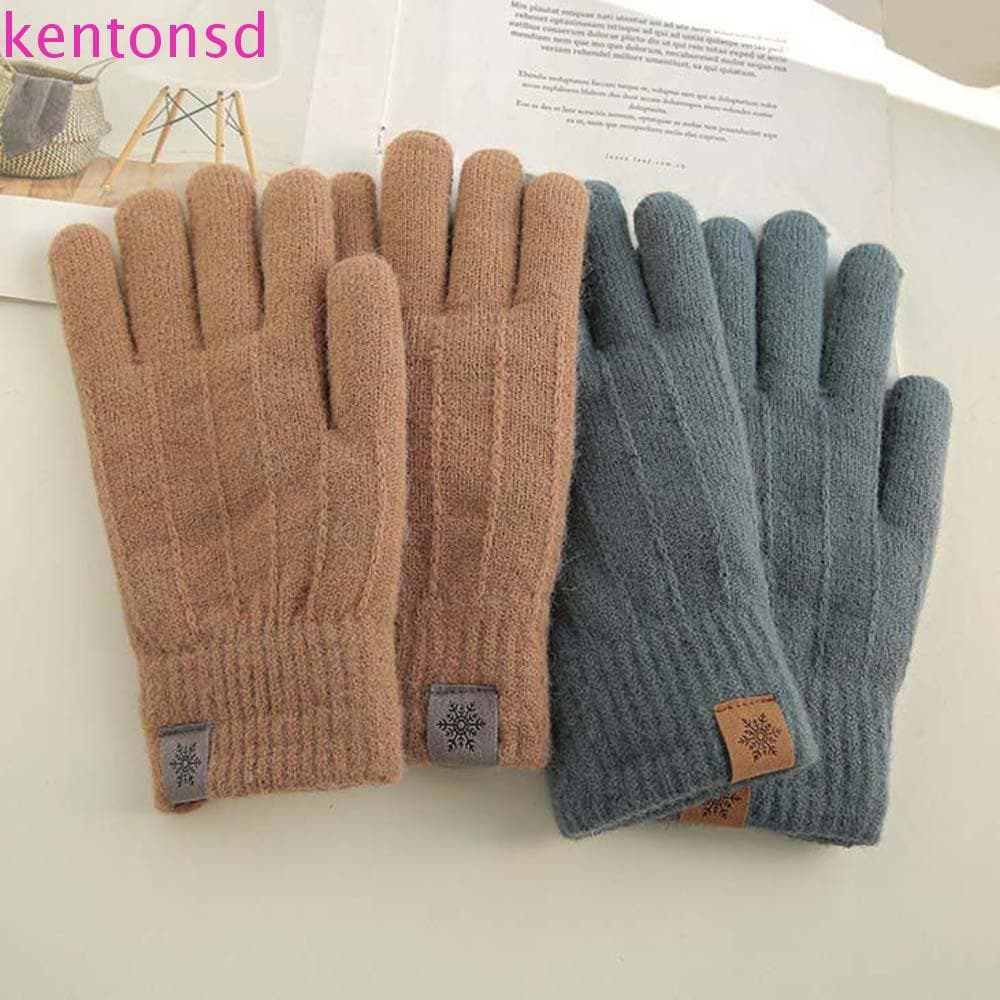 Luvas De Lã KENTONSD , Grossas De Malha Com Tela Sensível Ao Toque Masculinas Quentes Elásticas De Cor Sólida