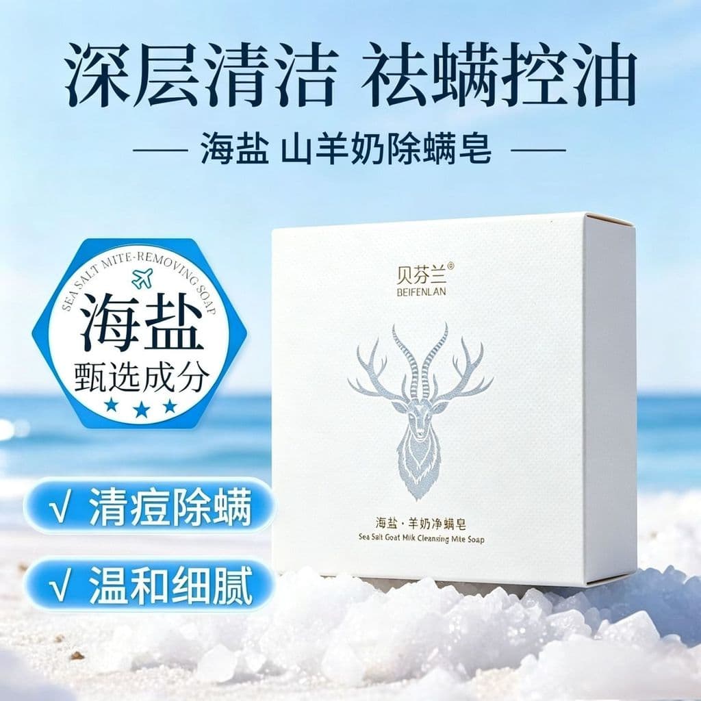 [Limpeza de ácaros hidratante] Sabonete vegetal de sal marinho Sabonete para lavagem facial Remoção de Acne Sabonete par