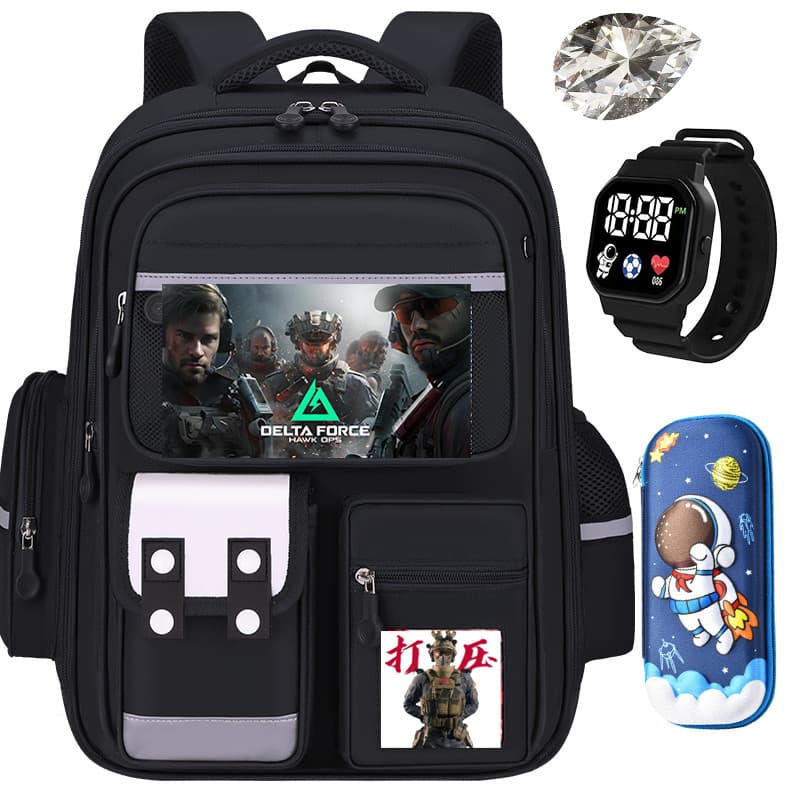 [Premium] Mochila Escolar Delta para Meninos do Ensino Fundamental (1º ao 6º ano), Mochila Infantil com Proteção para a