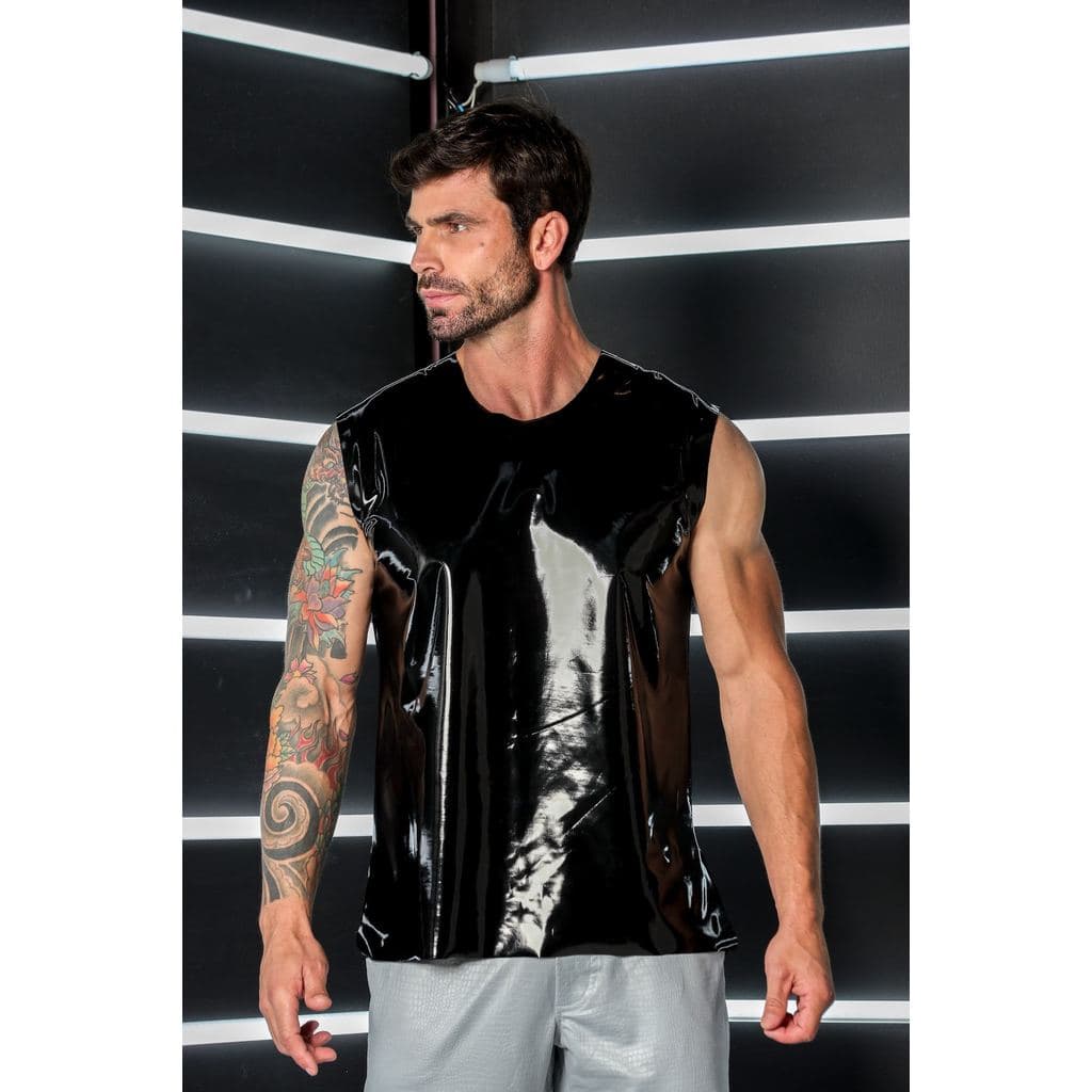 Regata Masculina em Vinil Preta Moda Masculina Verão Casual Leve Confortável