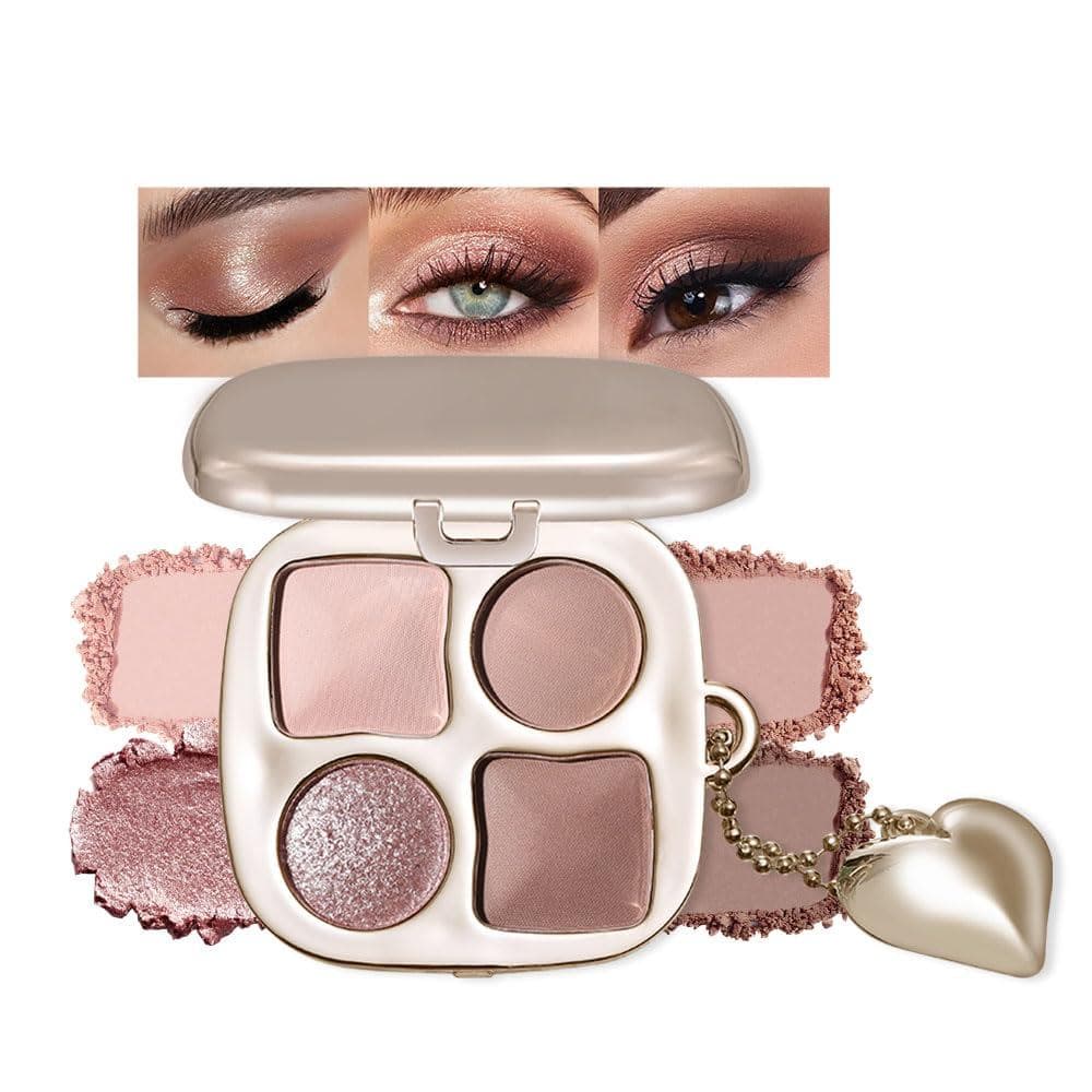 Paleta de sombras nude em tons frios, rosa e marrom, com espelho, paleta de sombras cintilantes de alta pigmentação para