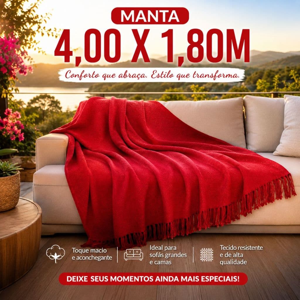 Manta Decorativa para Sofá King 4,00 x 1,80 Macia e Resistente – Funcional E Proteção com Estilo
