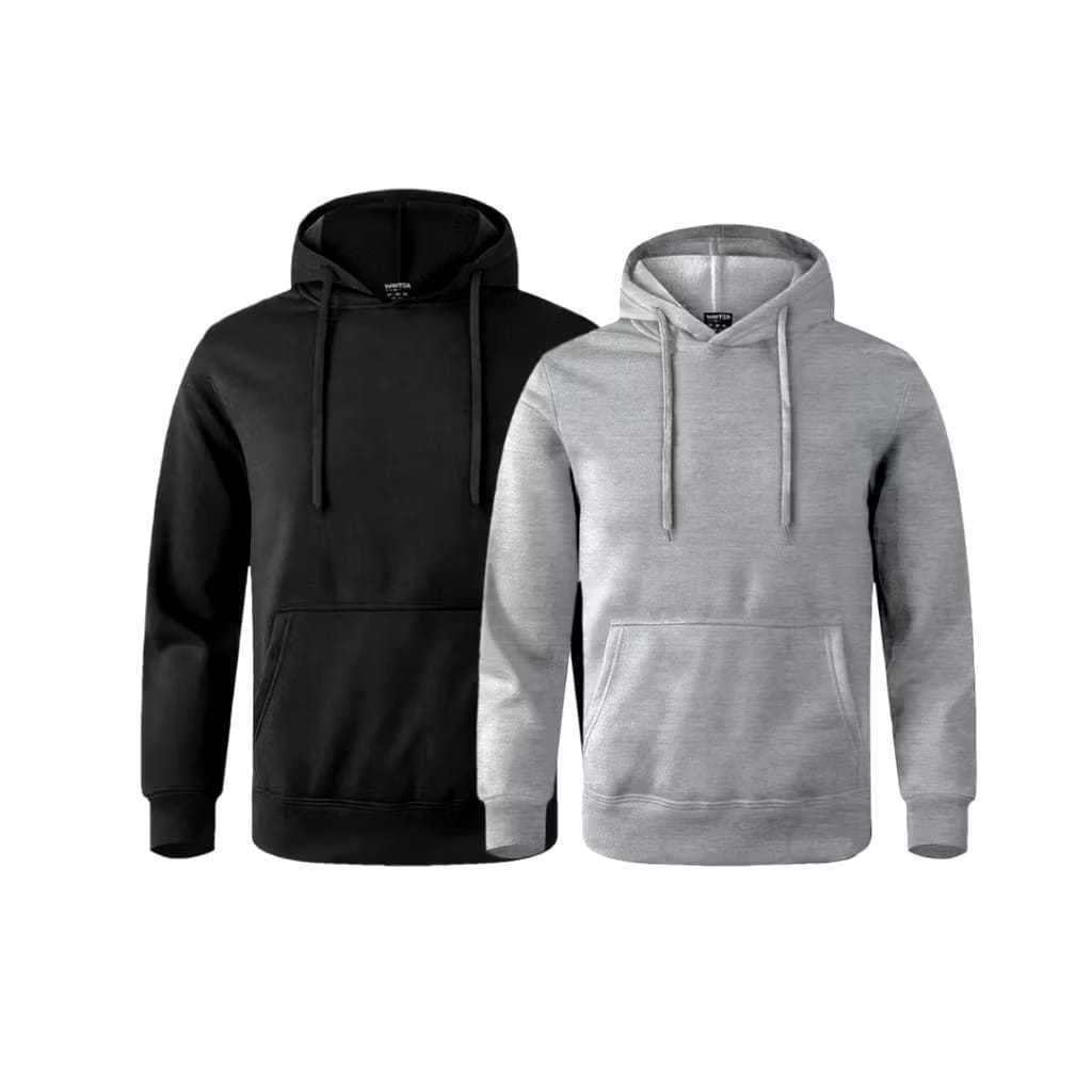 Kit 2 Moletom Com Capuz e Bolso Canguru Blusa Flanelado Sem Estampa Liso Unissex Blusa de Frio