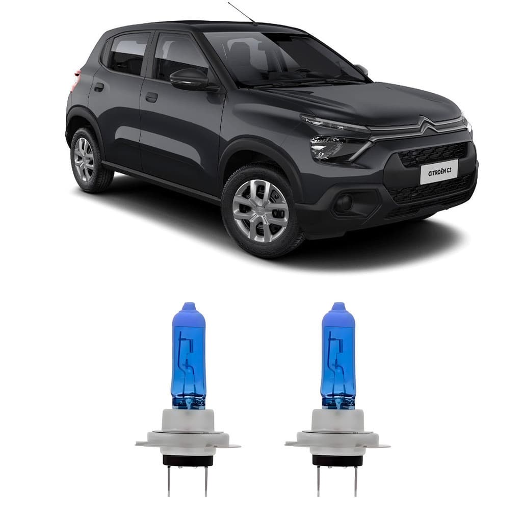 Par Lâmpada Farol Baixo para Citroen C3 2022 2023 2024 2025 8500k H7