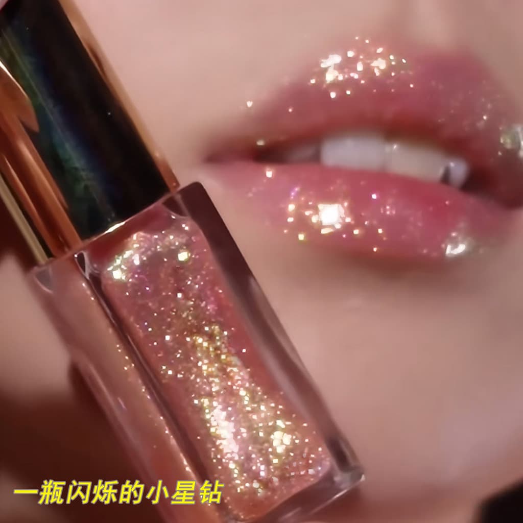 Primavera verão colorido camaleão perolado brilho labial brilho labial superfície espelho brilho de água brilhando perol