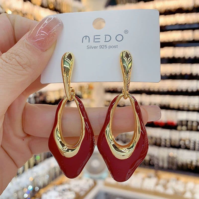 Feminino minimalista moda 925 prata agulha brincos| Diamond Irregular Drop Glass Earplink