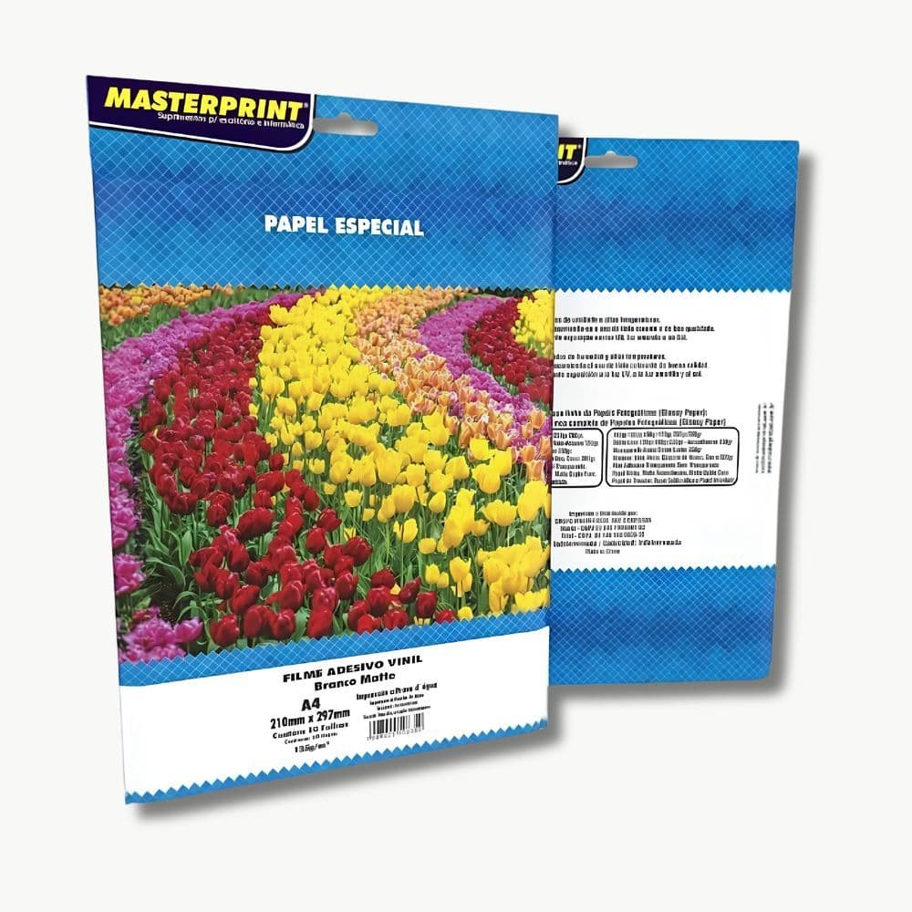 FILME ADESIVO VINIL GLOSSY 135G A4 10UN MASTERPRINT