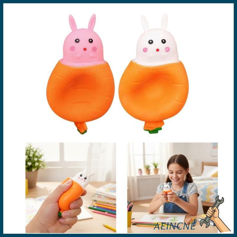 AEIN 4 Peças Brinquedo Engraçado de Coelho e Cenoura para Alívio do Estresse, Brinquedo Macio para Apertar, Decorações d