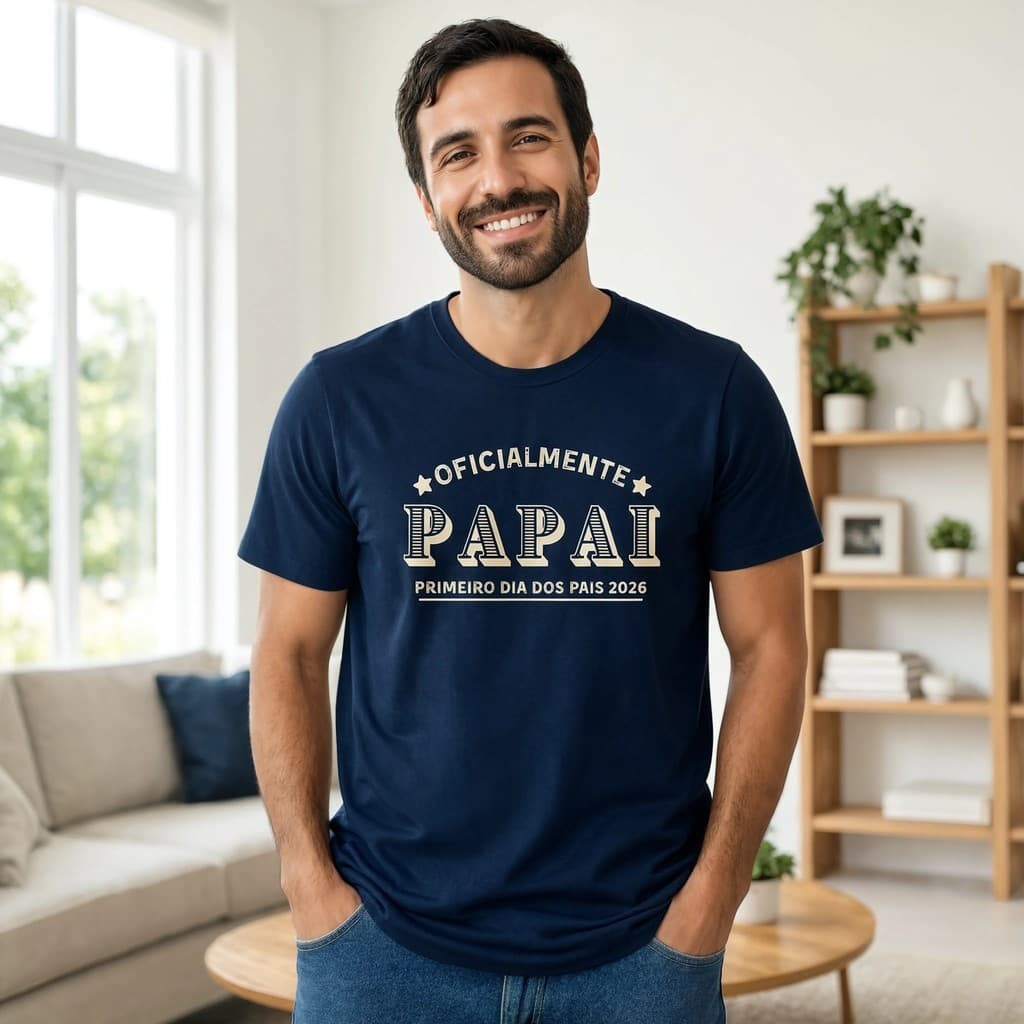 Camiseta Oficialmente Papai Estampa Frontal Algodão Toque Macio Presente Memorável Especial