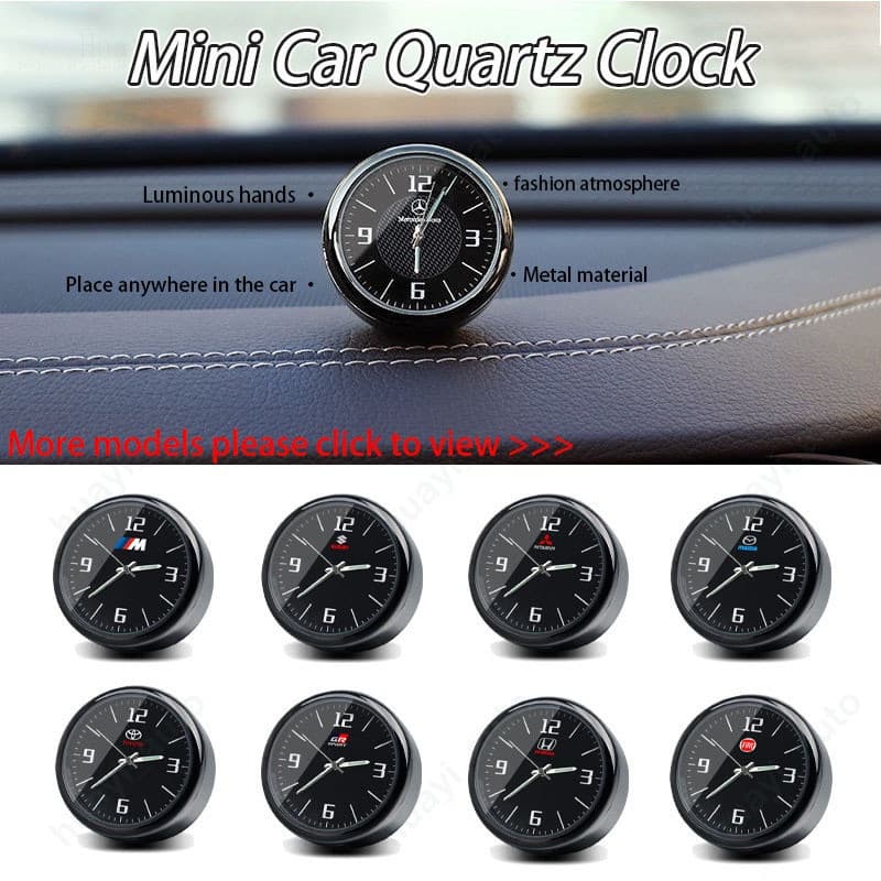 Mini Relógio Luminoso para Painel de Carro, Relógio de Quartzo, Relógio para Saída de Ar, Acessórios Adesivos P5BS