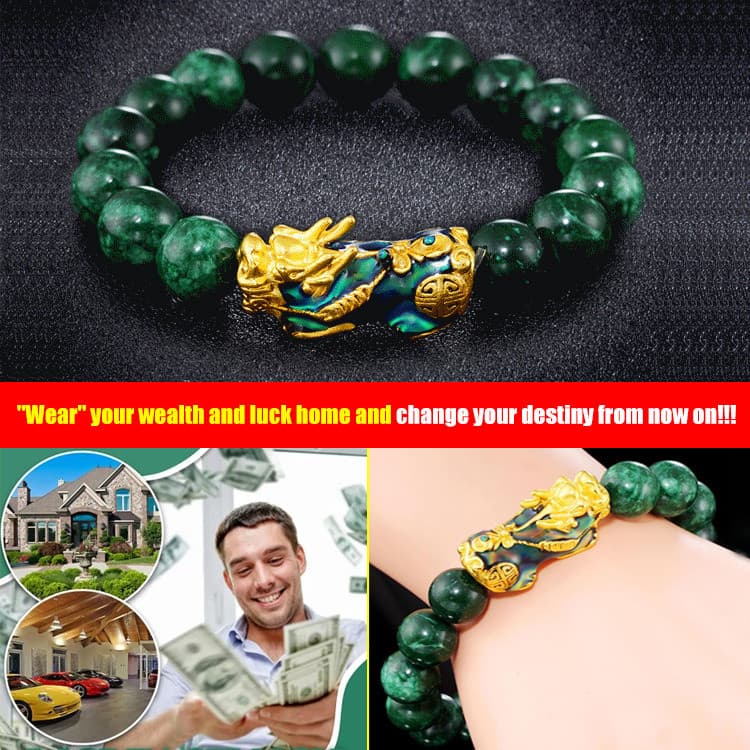 [Acessório Elegante] SL Natural Blue Jade Pixiu Bracelet Pulseira de Jade Azul/Mudança de Cor/Joia Unissex/Presente Sofi