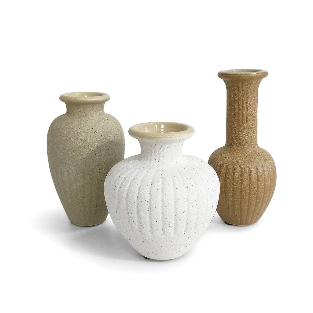 Kit Mini Vasos em Cerâmica Decorativo Nimes 3pçs
