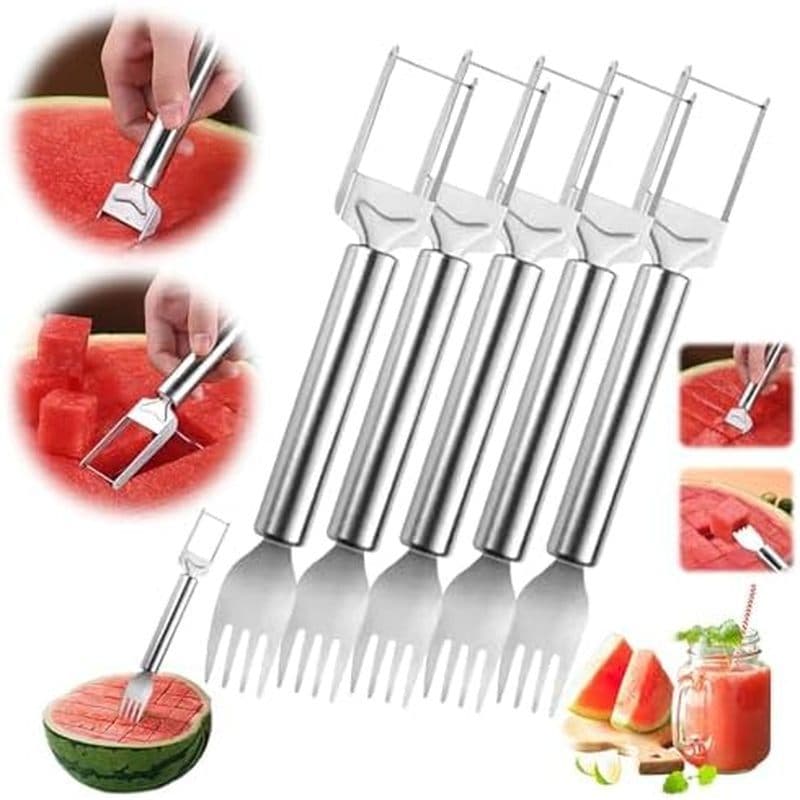 2 Peças Cortador De Frutas De Aço Inoxidável 2 Em 1 Melancia , Fatiador De 2025 Para Mulheres Homens Itens Essenciais De
