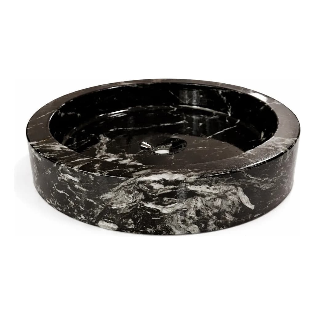 Cuba Redonda Pia Apoio Esculpida Firepit Pedra Sabão 38cm