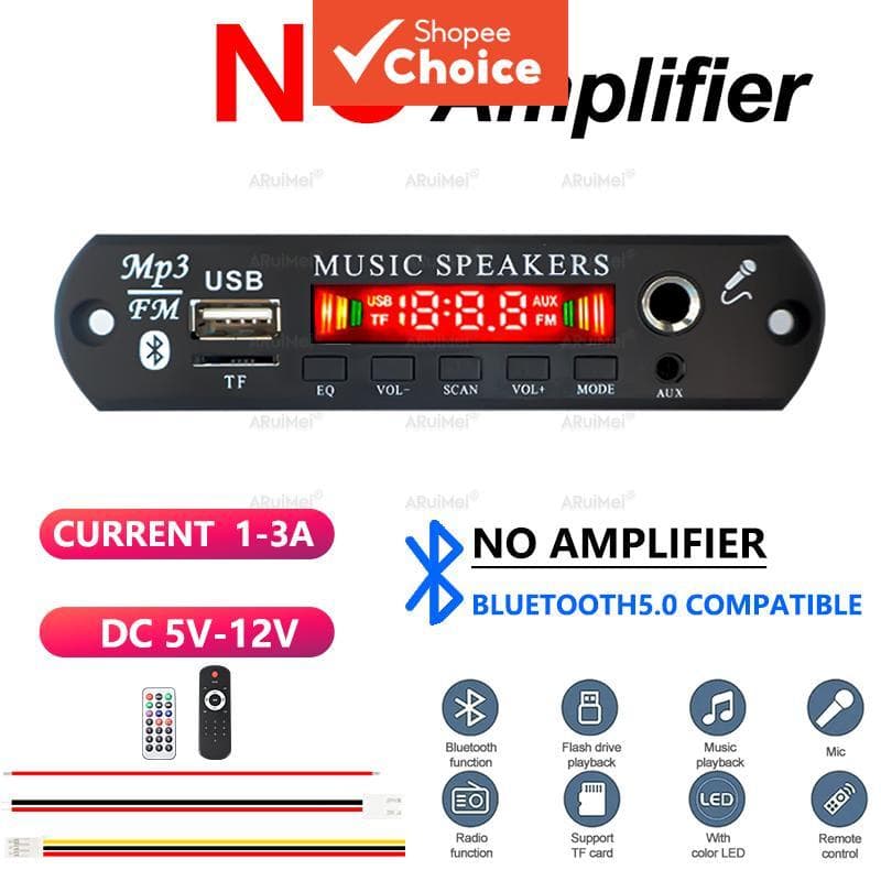 Módulo de Controle MP3 com Display Digital 5V-12V Placa de Interface Multiuso para Áudio DIY Pro