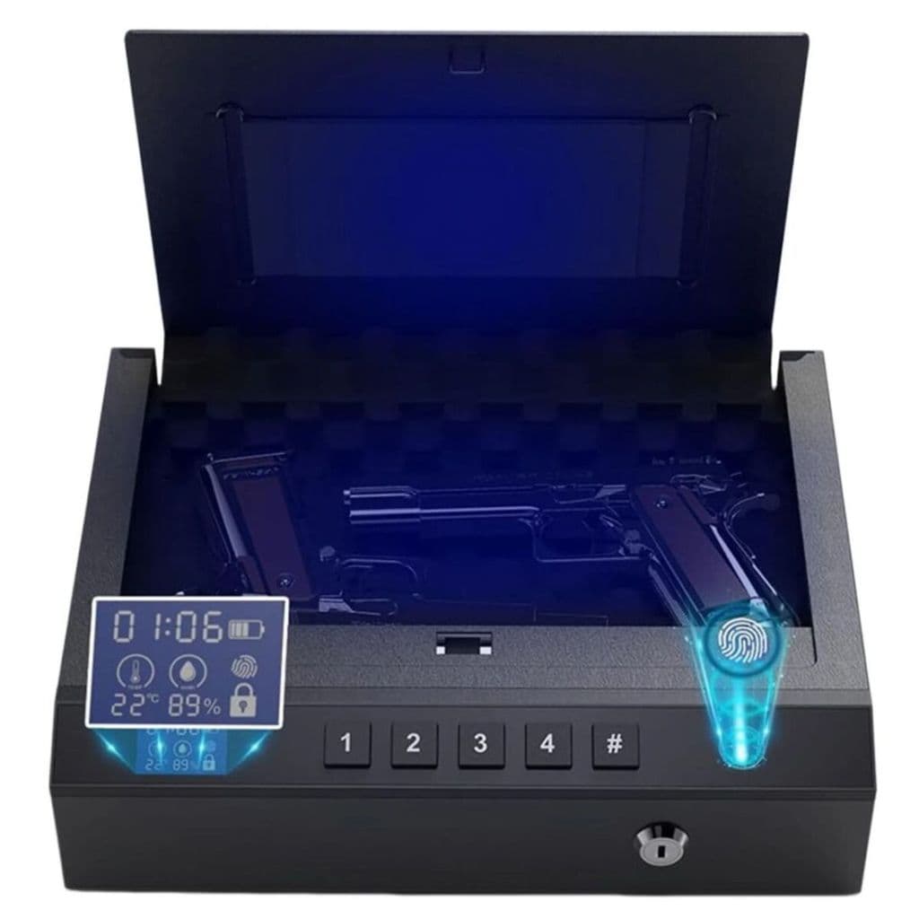 Cofre Biométrico para 2 Pistolas Tomate MTC-CD102 com Display LCD Senha e Chave