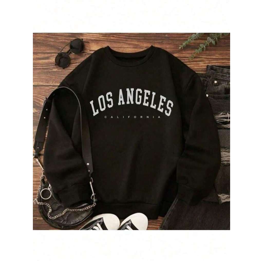 Moletom Feminino Gola Careca Flanelado Los Angeles City California Diversas cores Linha Premium Blusa Moletom Peluciado