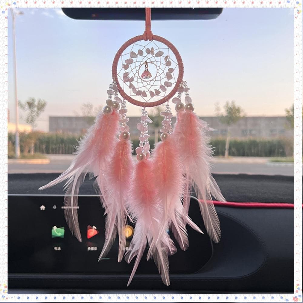 Pingente De Carro Multicolorido , Ornamento , Espelho Da Sorte , De Penas Pendurado Mini Apanhador De Sonhos
