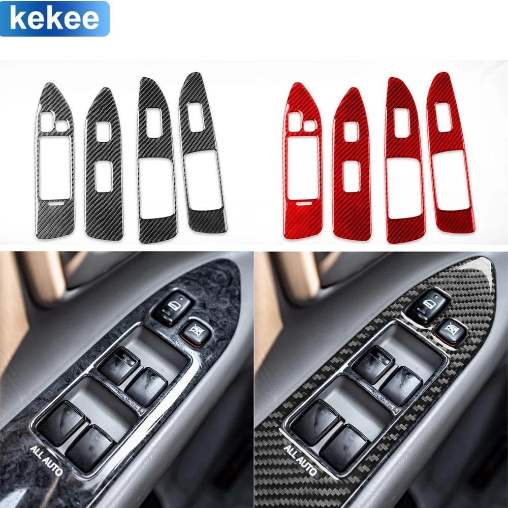 Para Toyota Land Cruiser 2003-2007 Painel De Controle Elevador Janela Guarnição Capa Real Fibra Carbono Adesivo Interior