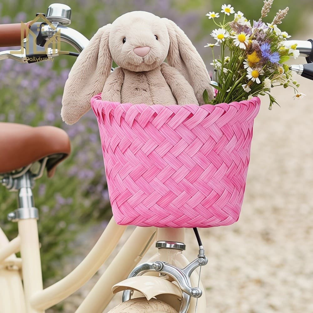 Cesta Frontal De Bicicleta Tecida , Imitação De Rattan De Grande Capacidade Para Peças De Bicicletas Infantis [Dailyluck
