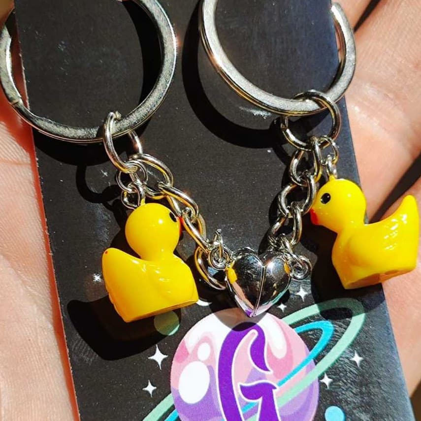 Par de Chaveiros Patos Magnéticos Patinhos Patodavida Fofo Couple Casal Presente