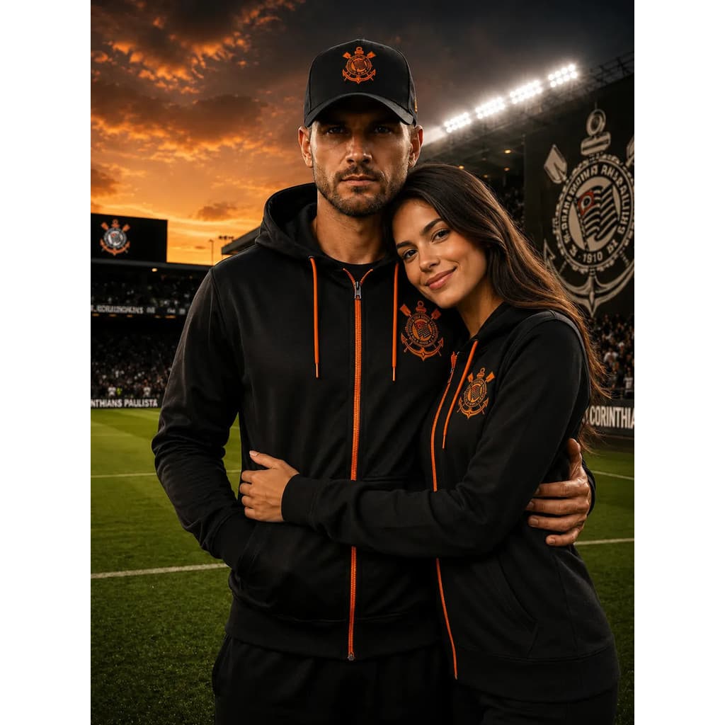 Kit 2 Jaquetas Timão Esportivas Capuz Zíper Torcida