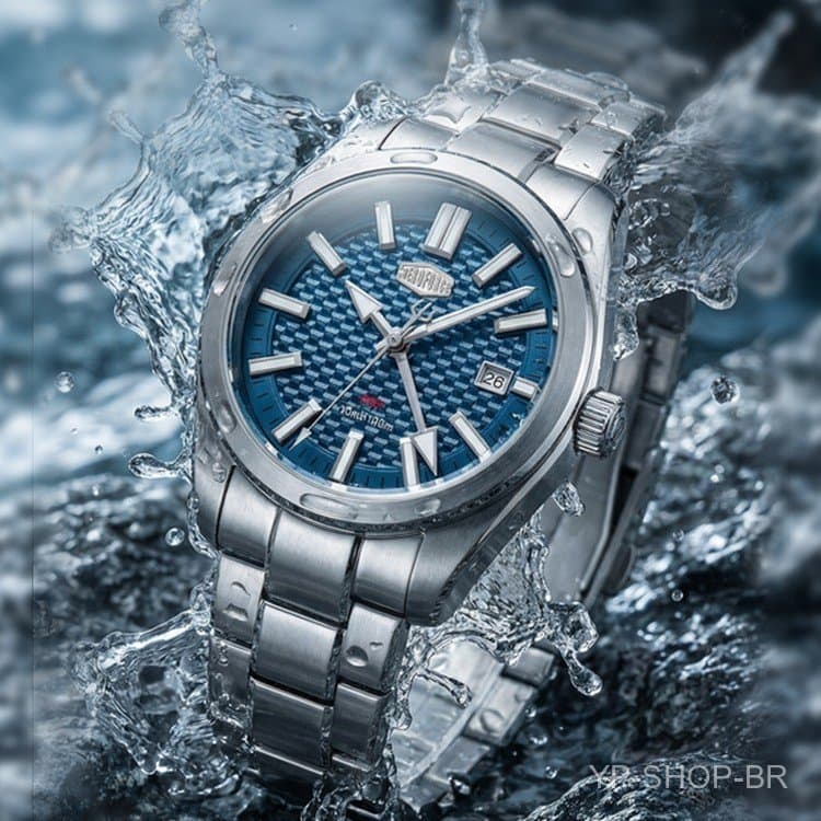 Relógio masculino Heroforce com duplo fuso horário, movimento mecânico, movimento de quartzo para negócios, modelo Nauti