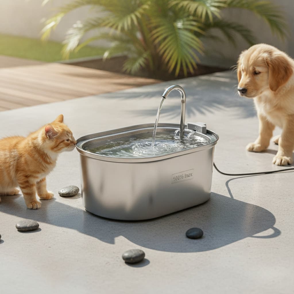 Fonte Bebedouro Automática Aço Inox Premium Bivolt Silenciosa Fluxo Contínuo Cães Gatos Água Pu