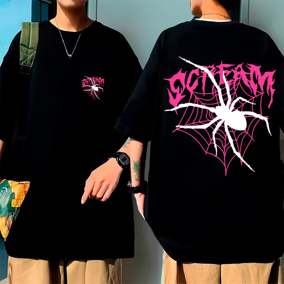 Camiseta Unissex Oversized Plus Size Feminina Masculina estampada casual 100% algodão Scream Spider Streetwear