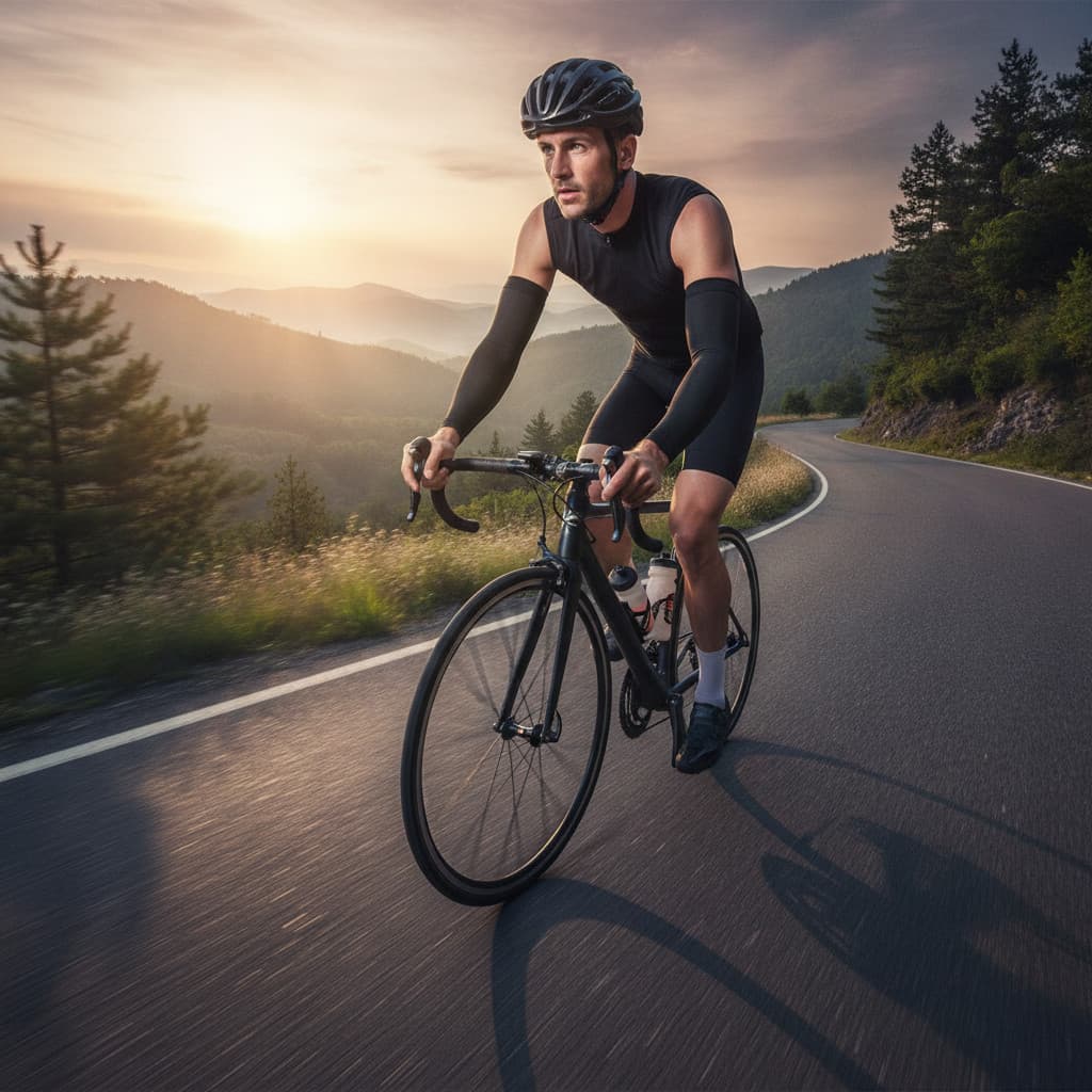 Par Manguito Compressão Premium UV50+ Preto Unissex para Ciclismo Corrida Proteção Solar Frio