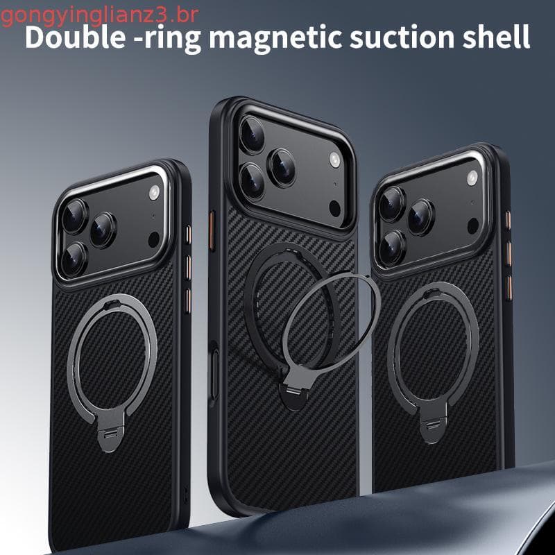 Capa De Telefone Para Iphone 17 Pro max 16 Plus 15 14 13 Protetora Suporte Giratório Magnético MagSafe À Prova De Choque