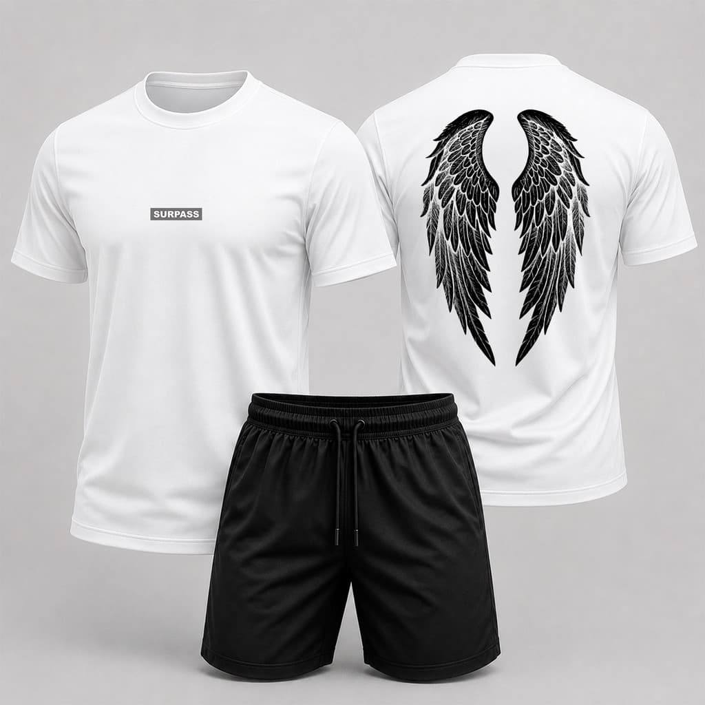 Conjunto kit camiseta masculina estampada e short tactel bermuda