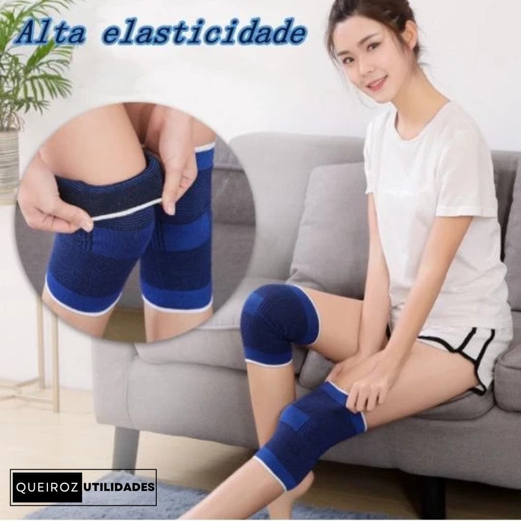 Joelheira Elástica Compressão 1 Par Esporte Joelho Proteção Academia Treino Musculação Futebol - Azul