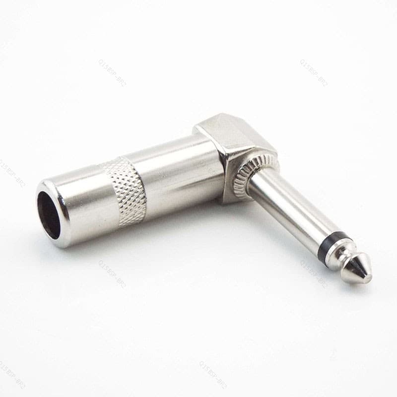1/4 Polegada 6.35mm L-Forma Jack Ângulo Reto Macho Mono Plug Conector Para Guitarra Áudio BR15B2