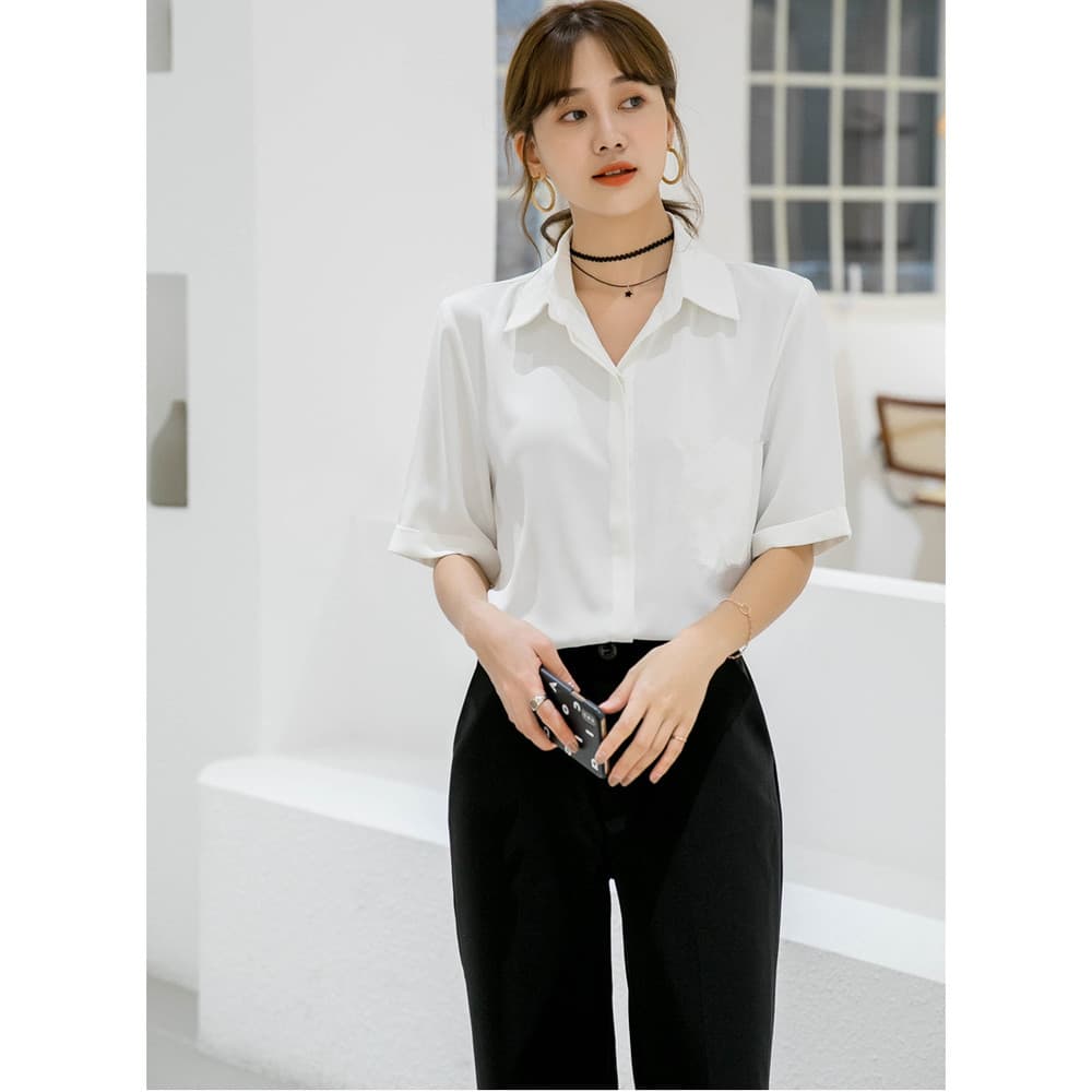 Camisa branca profissional feminina Design nicho verão novo estilo Formal Wear entrevista camisa Workwear Chiffon topo m