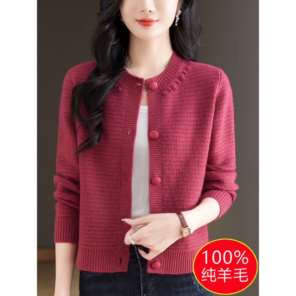 Primavera outono camisola jaqueta feminina novo estilo moda High-End malha Cardigan curto pequeno em torno do pescoço ca
