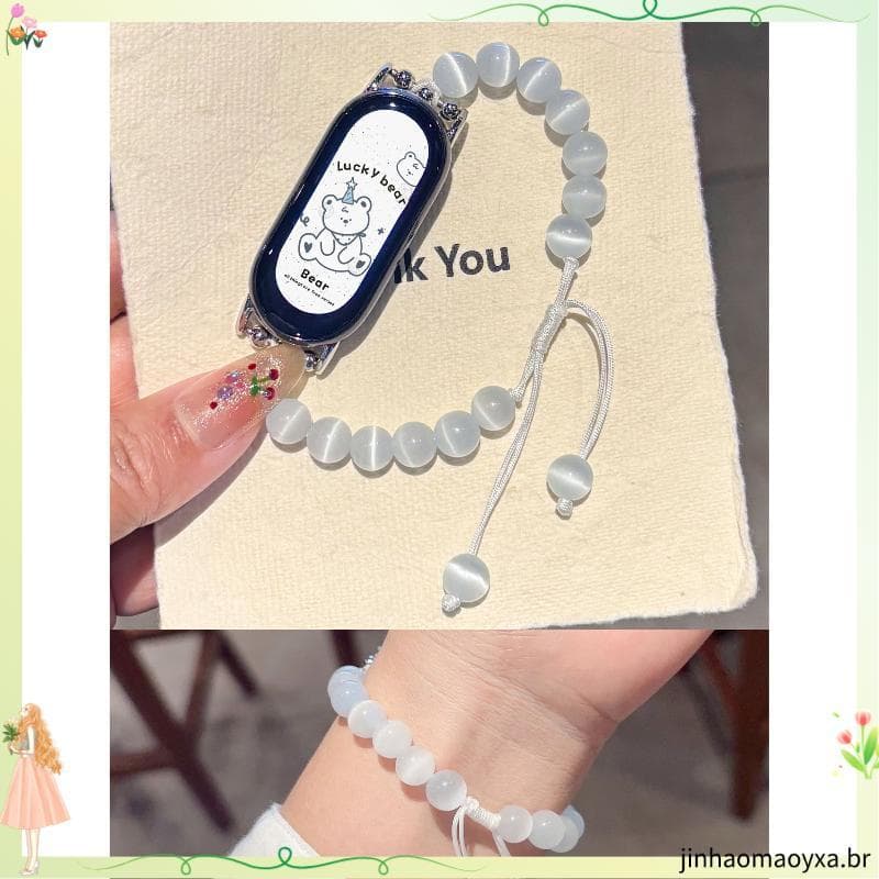Pulseira trançada de opala branca fresca de verão adequada para Xiaomi versão cerâmica pulseira 9 Universal Redmi