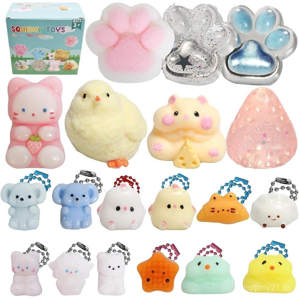 Pacote de 19 Brinquedos Squishy, Kit de Brinquedos Anti-estresse, Inclui Squishies Taba como Lembrancinhas de Festa para