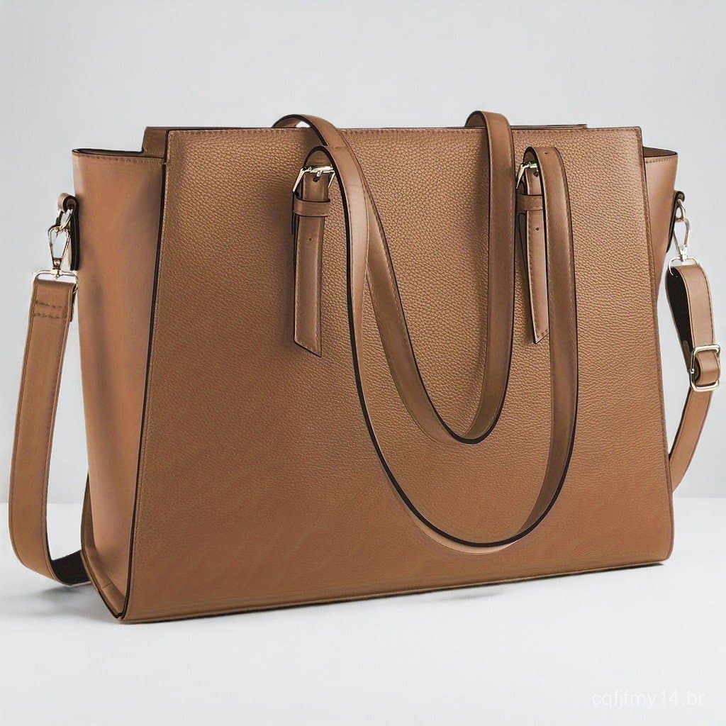 NEWHEY Bolsa Elegante para Laptop em Couro Sintético Marrom - Bolsa para Laptop de 39,62cm com Fecho de Zíper, Alça Durá