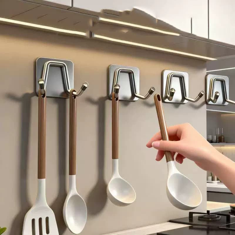 Gancho Multifuncional De Aço Inoxidável Com Adesivo Forte , Montado Na Parede , De rack De Armazenamento De Cozinha Resi