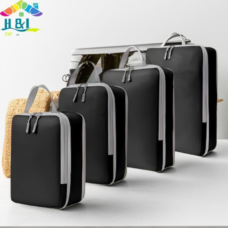 H & L 8pcs Cubepression Sacos De Armazenamento De Viagem Caixa Respirável E Dobrável Por { th }