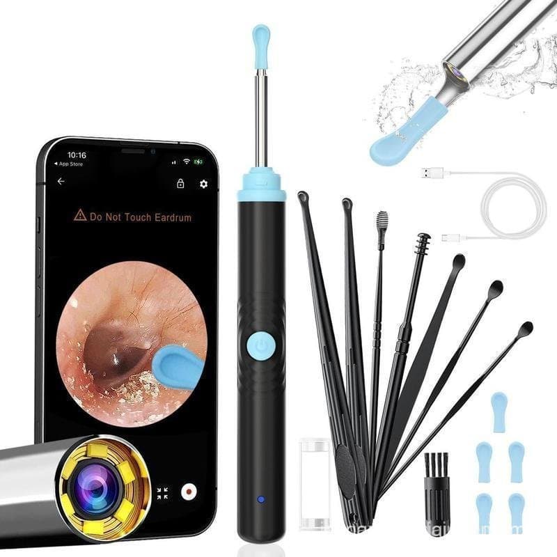 Conjunto de Higiene Auricular de Silicone, Ferramenta de Remoção de Cera de Ouvido com Câmera HD, Limpador de Ouvido com