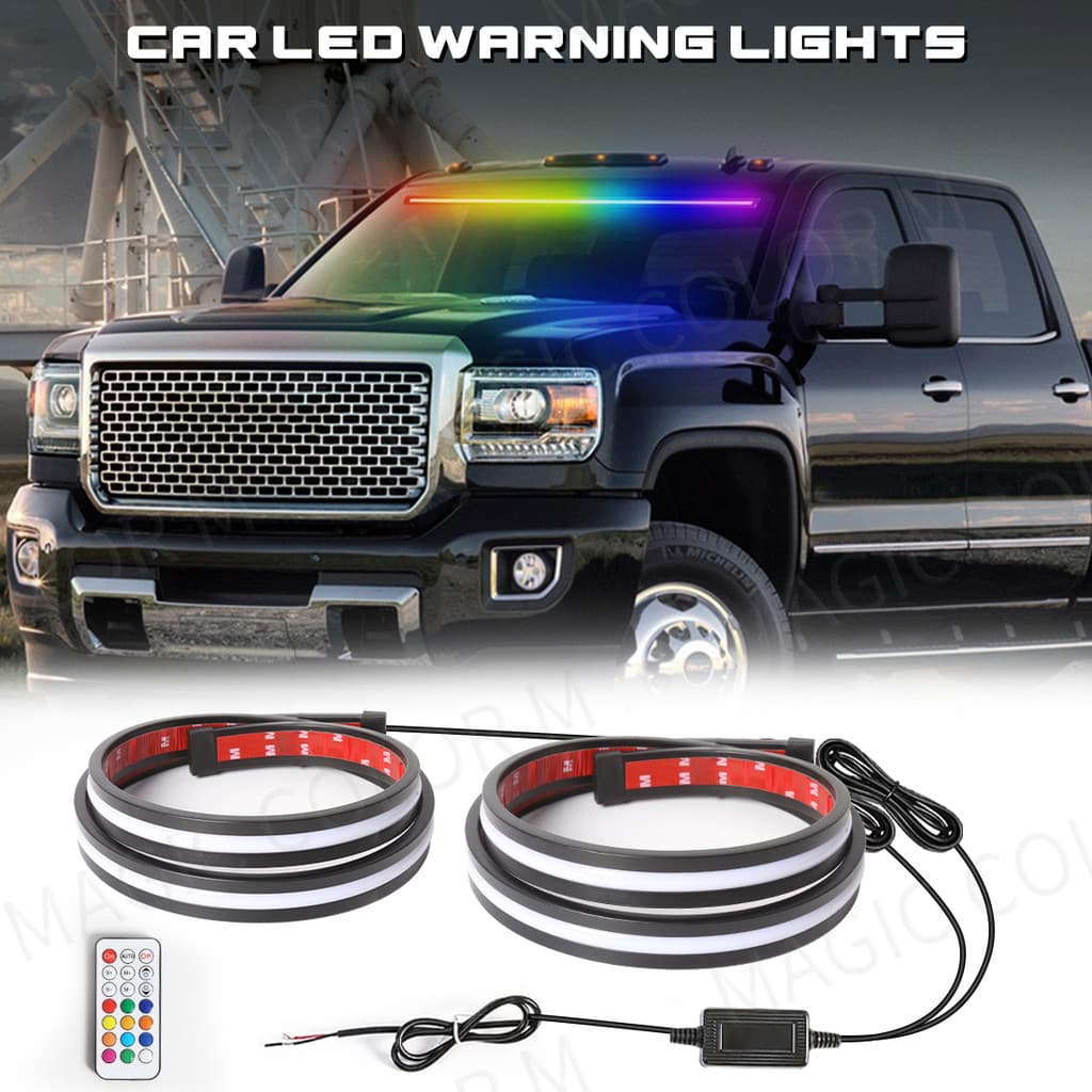 Universal 12/24V RGB Flexível Pedal Lâmpada LED Emergência Flash De Advertência Tira Estroboscópica Luz Circulação Diurn