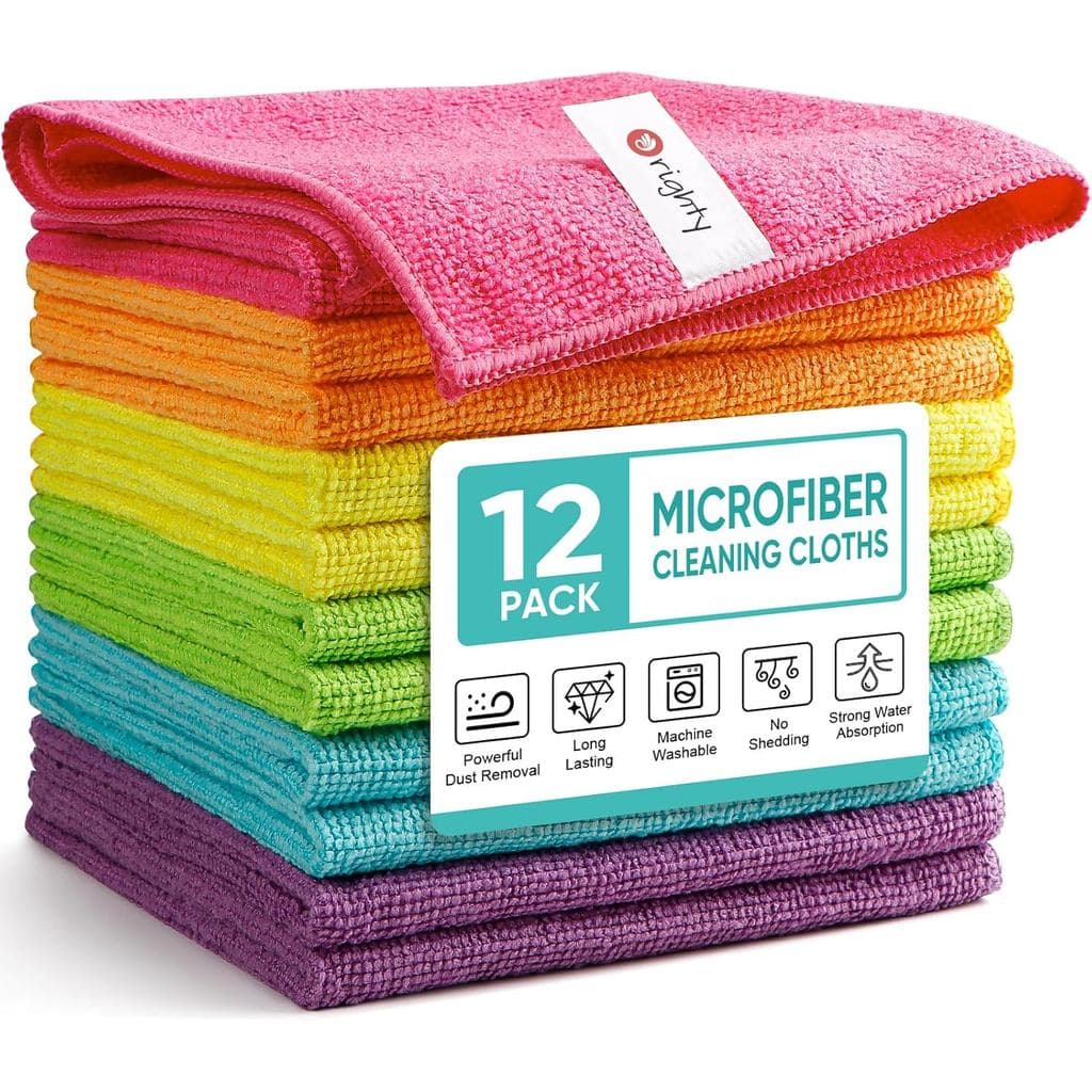 Pano de Limpeza de Microfibra Orighty, Panos de Limpeza, Pacote com 12, 12x11 polegadas |   Toalhas de Microfibra para C