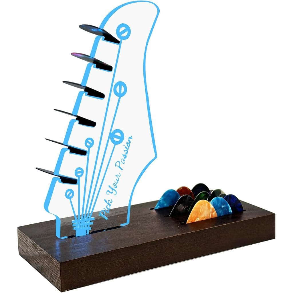 NZNDB Suporte Iluminado para Palhetas de Guitarra, Suporte de Madeira para Armazenamento e Exibição de Palhetas, Present
