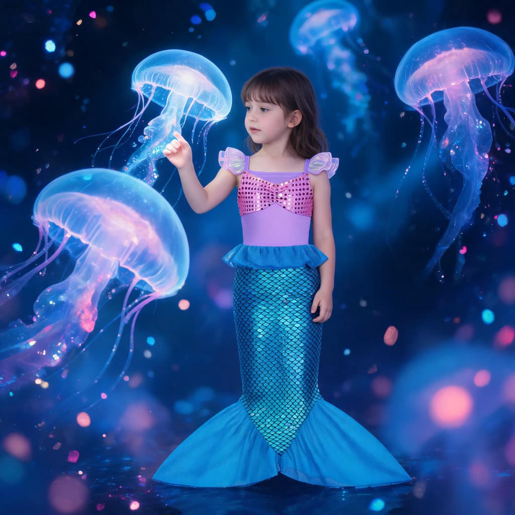 Fantasia Infantil De Sereia , Vestido De Pequena Para Meninas De 3 A 10 Anos , Saia Com Cauda De Lantejoulas , Festa De